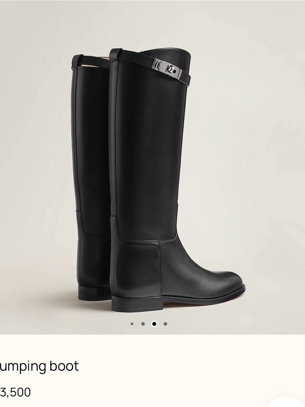 Hermes Black Over-the-Knee Leather Riding Boots with Silver Buckle